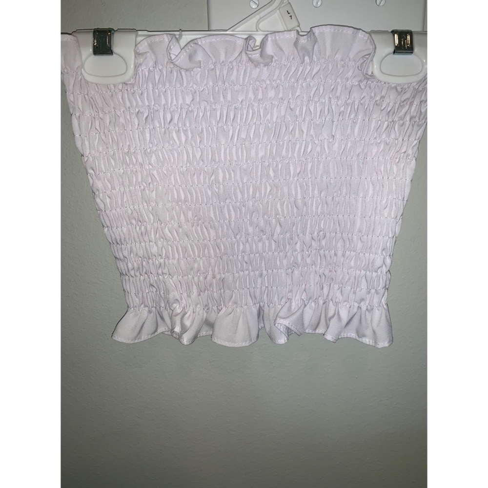 White Ruffled Tube Top